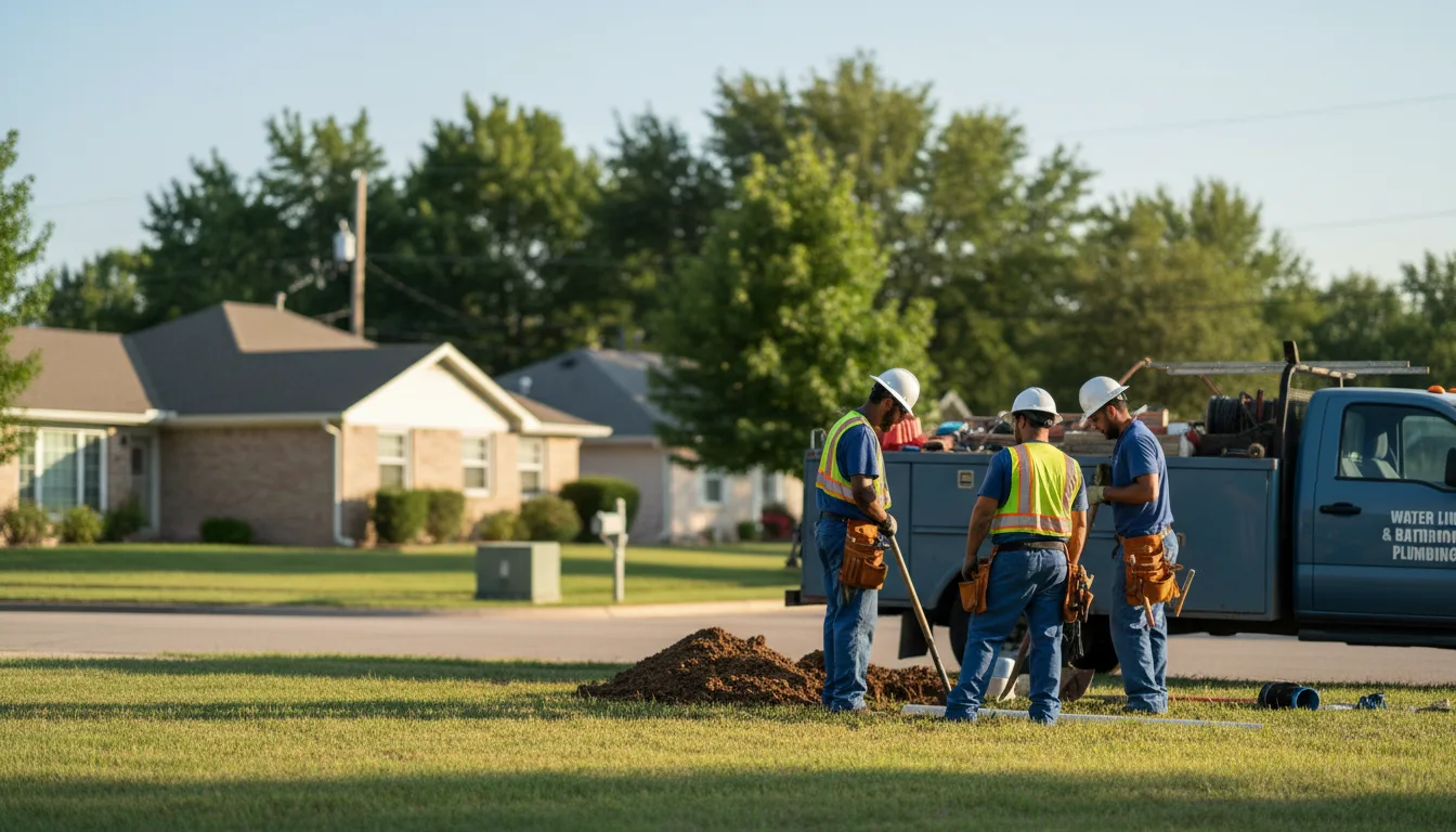 Residential water line and bathroom plumbing service in Strong City, KS